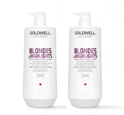 Goldwell Dualsenses Blondes and Highlights 1 Litre Shampoo and Conditioner Bundle Halo Hair & Skin - byutiluxe.com
