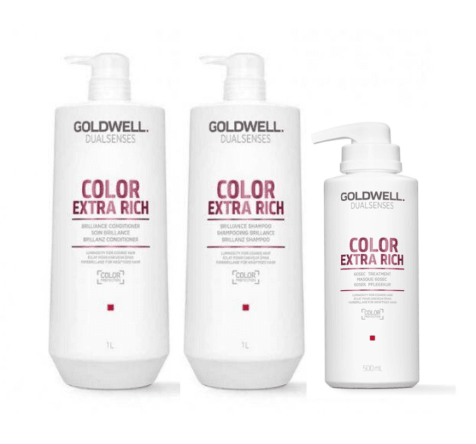 Goldwell Dualsenses Color Extra Rich Big Bottle Trio Bundle Halo Hair & Skin - byutiluxe.com