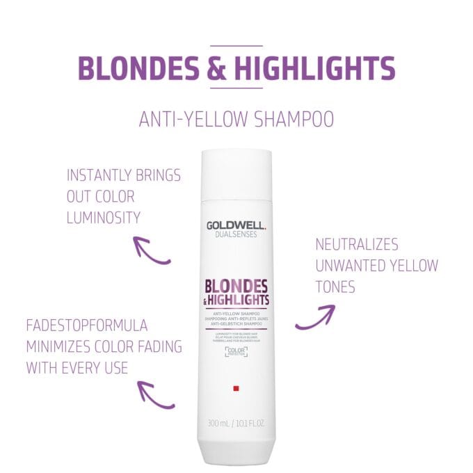 Goldwell Dualsenses Blondes & Highlights Anti-Yellow Shampoo 300ml Halo Hair & Skin - byutiluxe.com